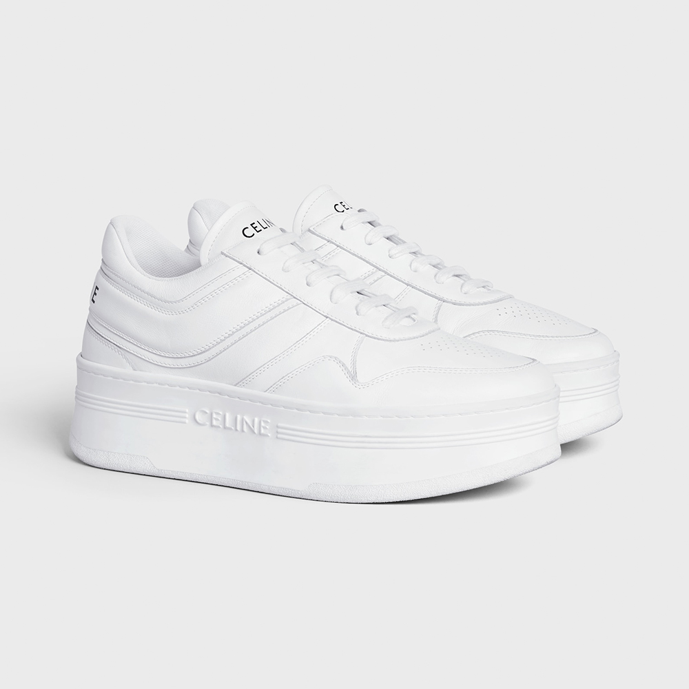 Celine Block Sneakers With Wedge Outsole in Calfskin Optic White #378714