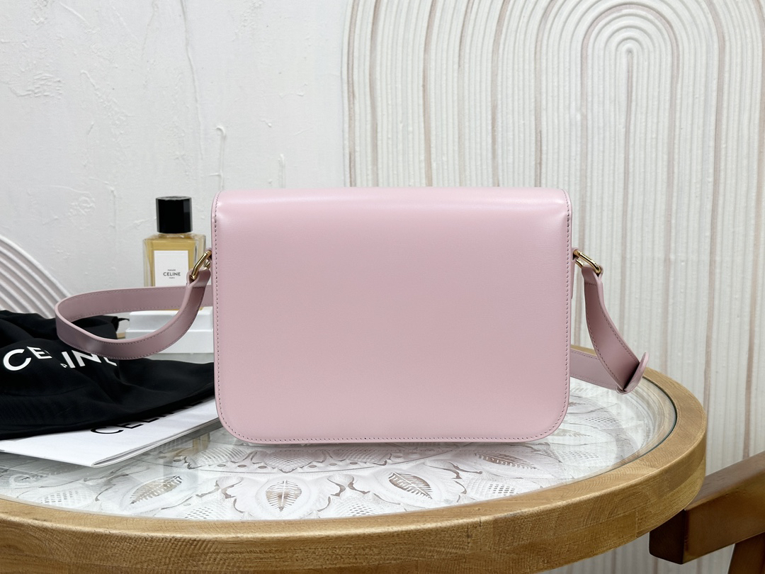 [TOP] CELINE Triomphe Bag Box Leather 22.5x16.5x7.5cm - Pink - 711 Luxury