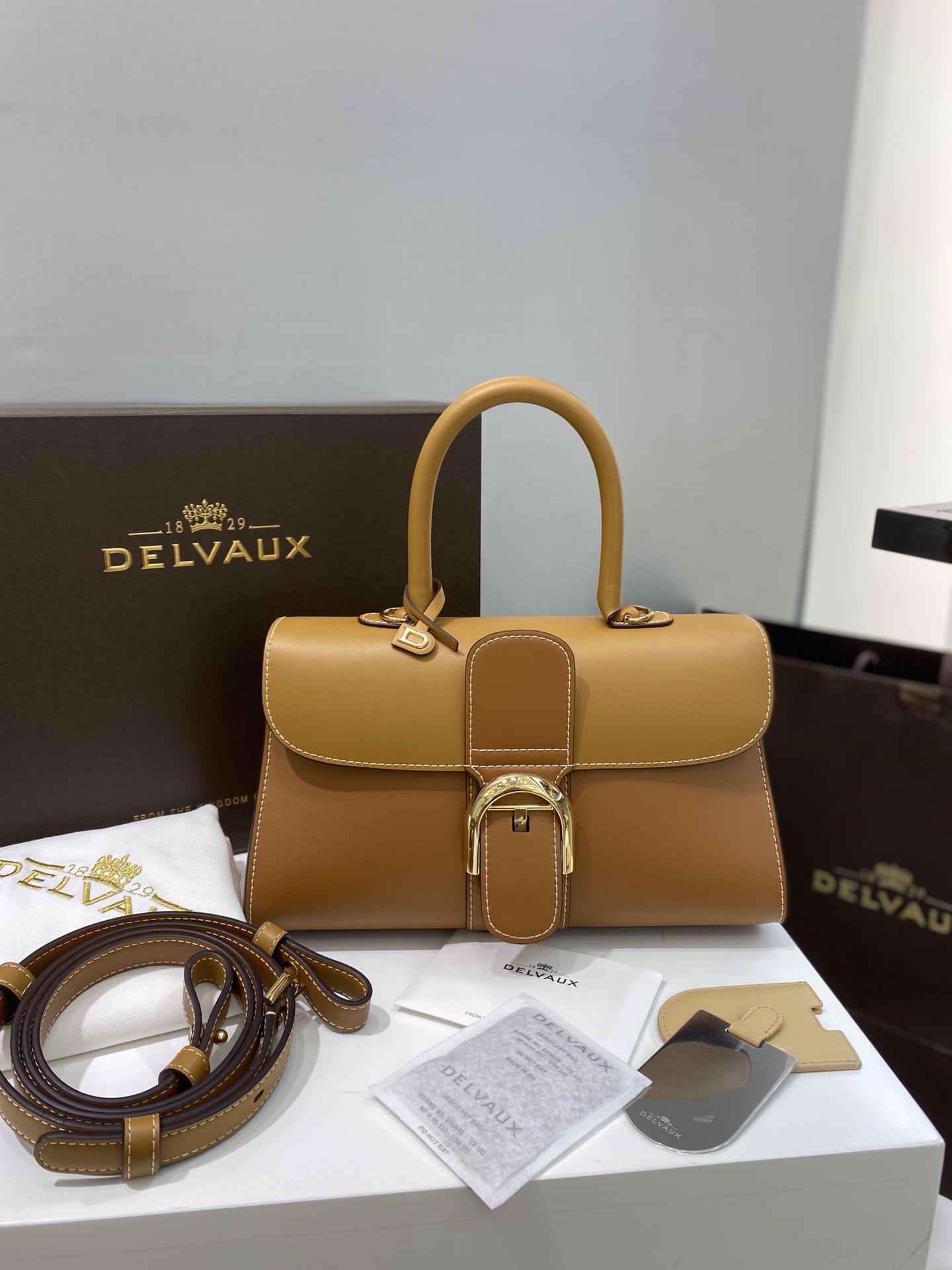 [TOP] Delvaux Brillant Bag Box Leather 28cm - Brown - 711 Luxury