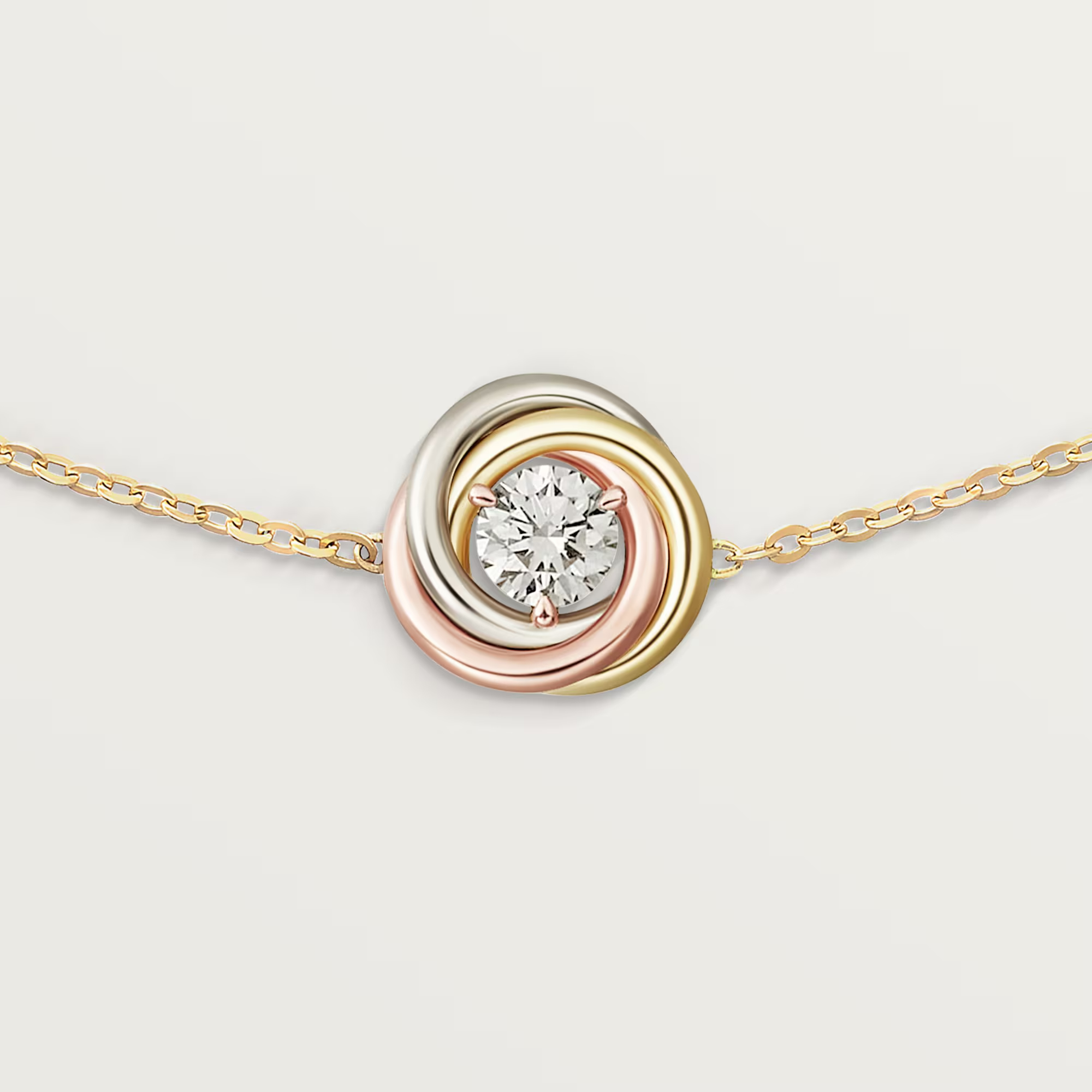 Carty Three Circles Bracelet, Three Tone, 1  Moissanite