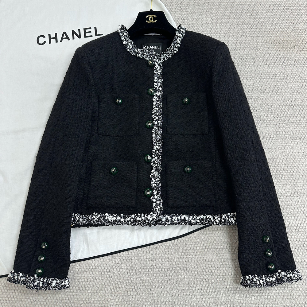 Chanel black Clothing Chanel Top-quality Version Black Glazed Jacket #395608 | Nigo Office