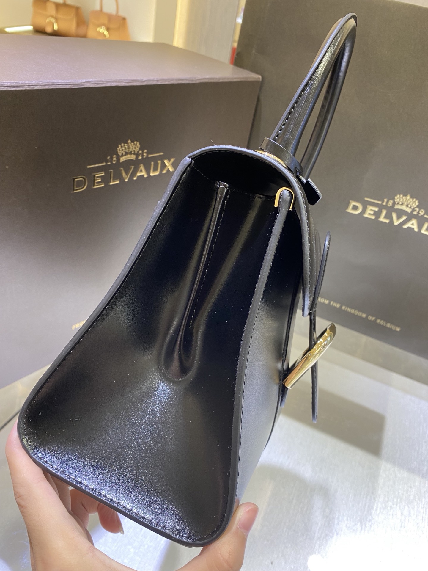 [TOP] Delvaux Brillant Bag Box Leather 24*12*19cm - Black - 711 Luxury