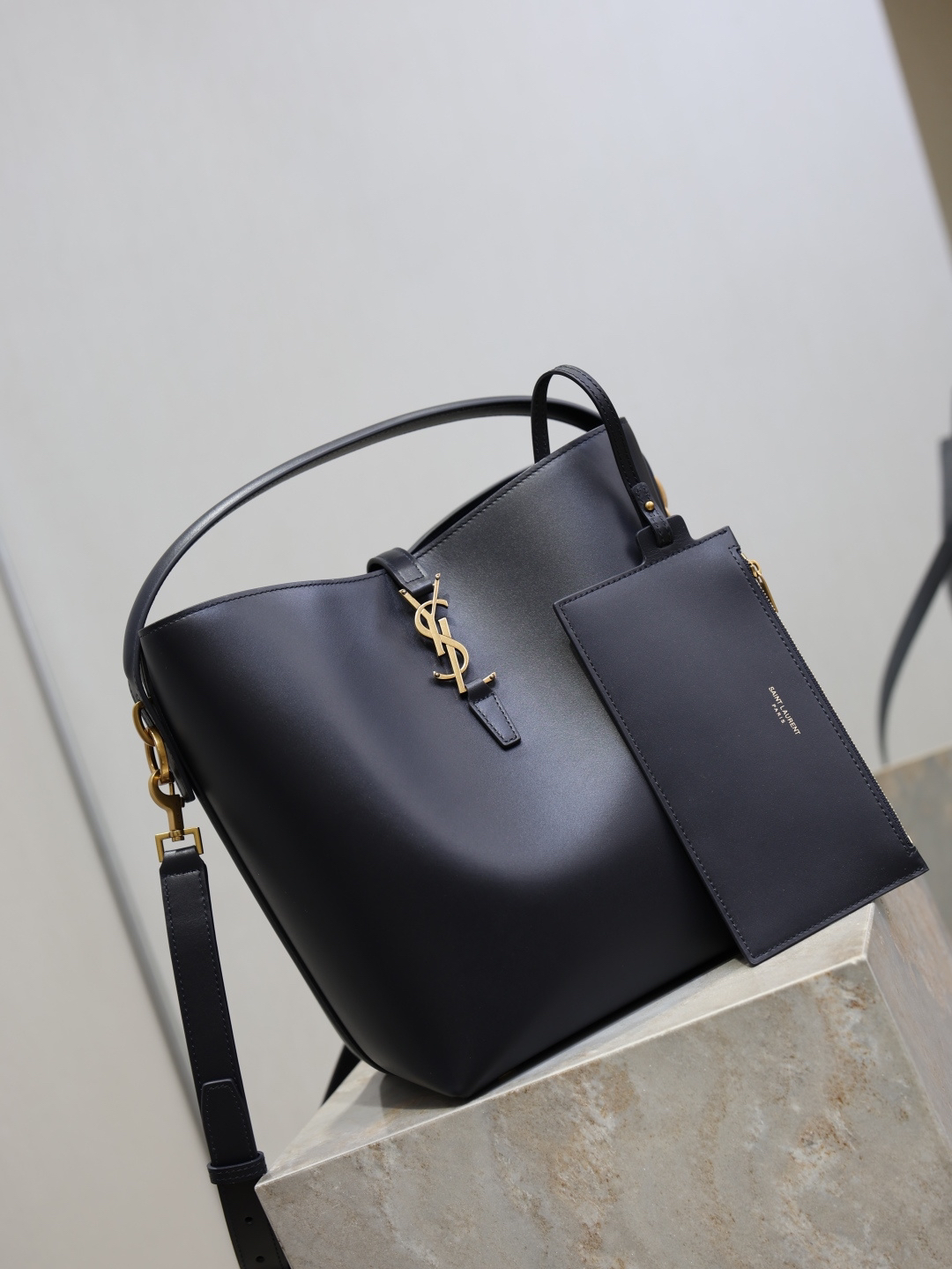 [TOP] Yves Saint Laurent YSL LE 5À7 Bag Calfskin 26x20x12cm - Blue & GHW - 711 Luxury