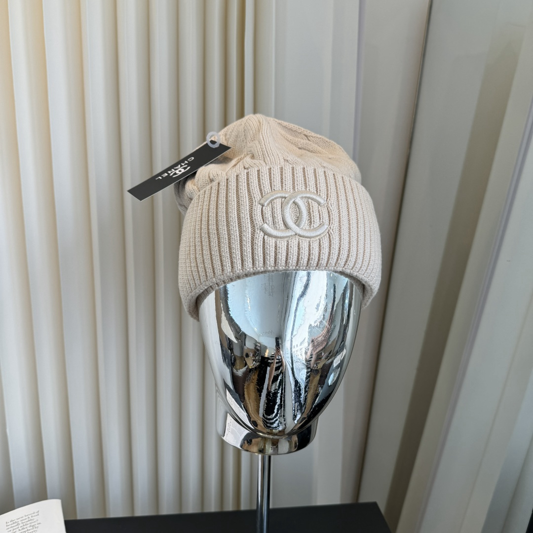 [TOP] CHANEL Knitted Hat - Beige - 711 Luxury