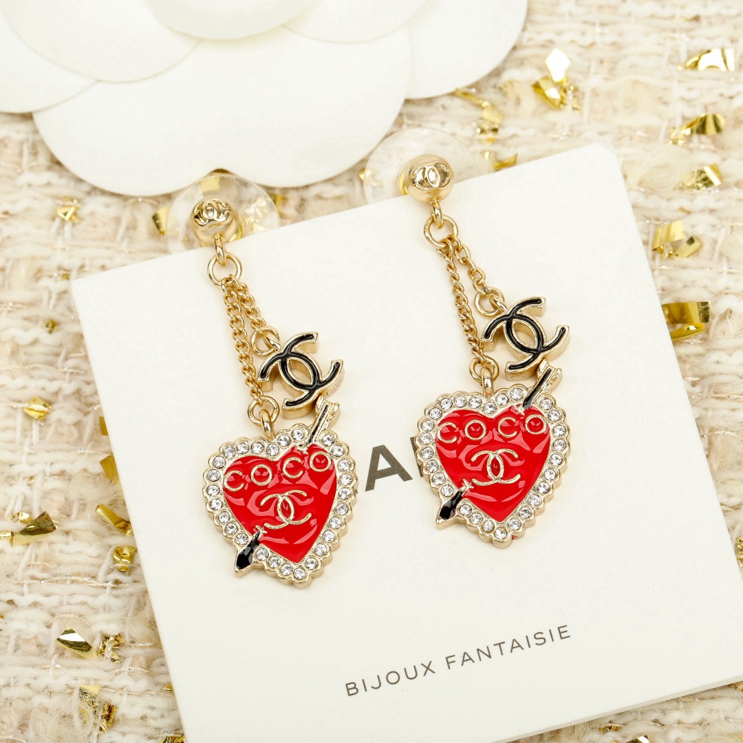 [TOP] CHANEL Earrings - Gold/Red