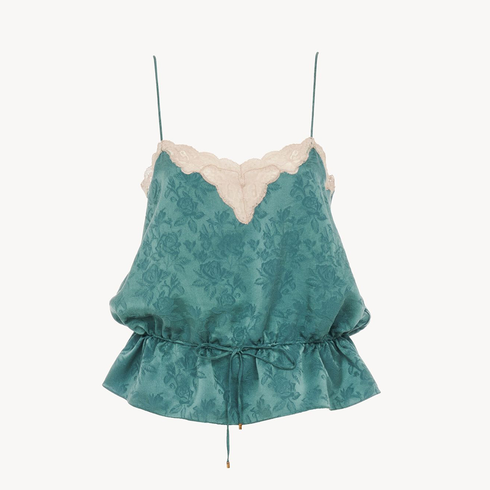 Chloé Drawstring Camisole Top in Silk Jacquard Lace #388533
