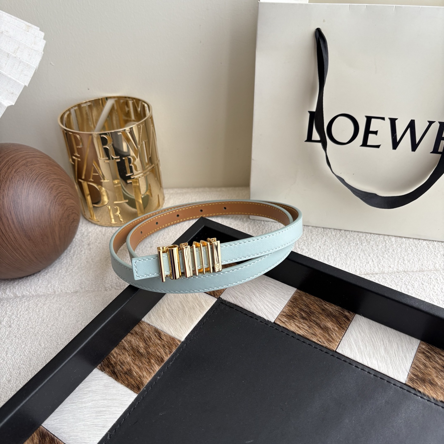 [TOP] LOEWE Leather Belt 1.5 cm - Blue - 711 Luxury