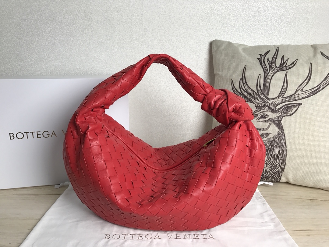 [TOP] Bottega Veneta BV Lambskin Jodie Hobo Bag 48x40x16cm - Red - 711 Luxury