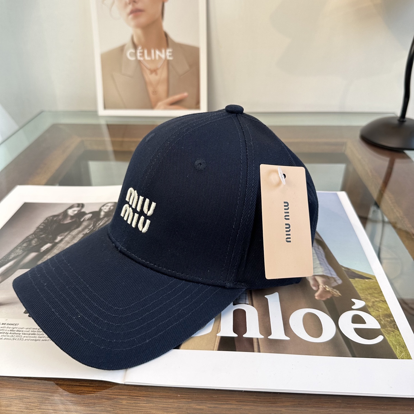 [TOP] Miu Miu Baseball Cap - Dark Blue - 711 Luxury