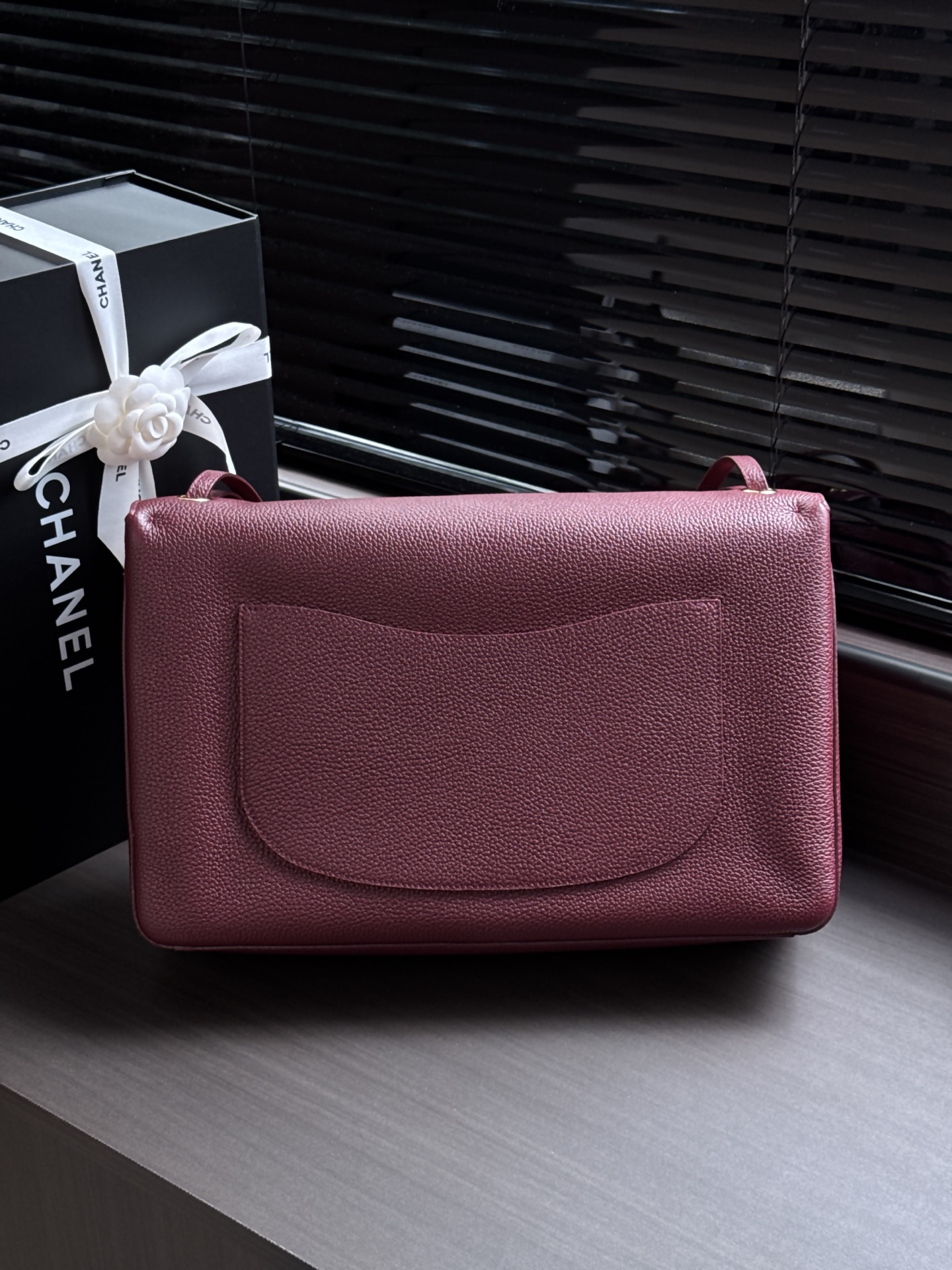 [TOP] CHANEL Flap Bag Calfskin 26x38x11cm - Dark Red&GHW - 711 Luxury