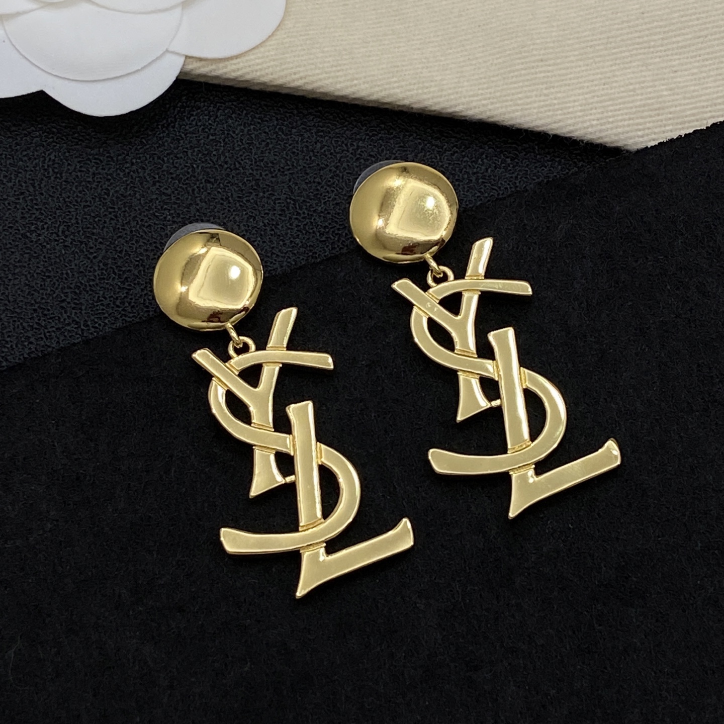 [TOP] Yves Saint Laurent YSL Earrings - Gold - 711 Luxury