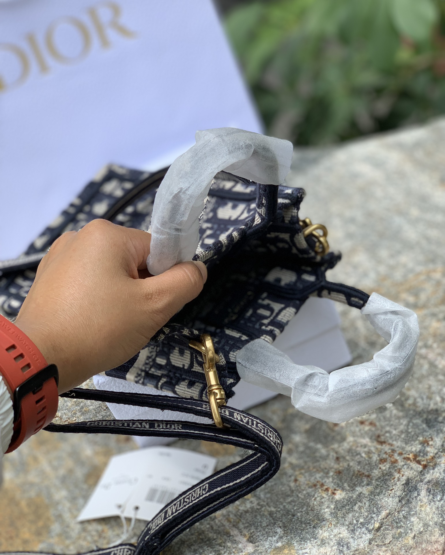 [TOP] Christian Dior Book Tote Bag 13.5x5x18cm - Navy Blue