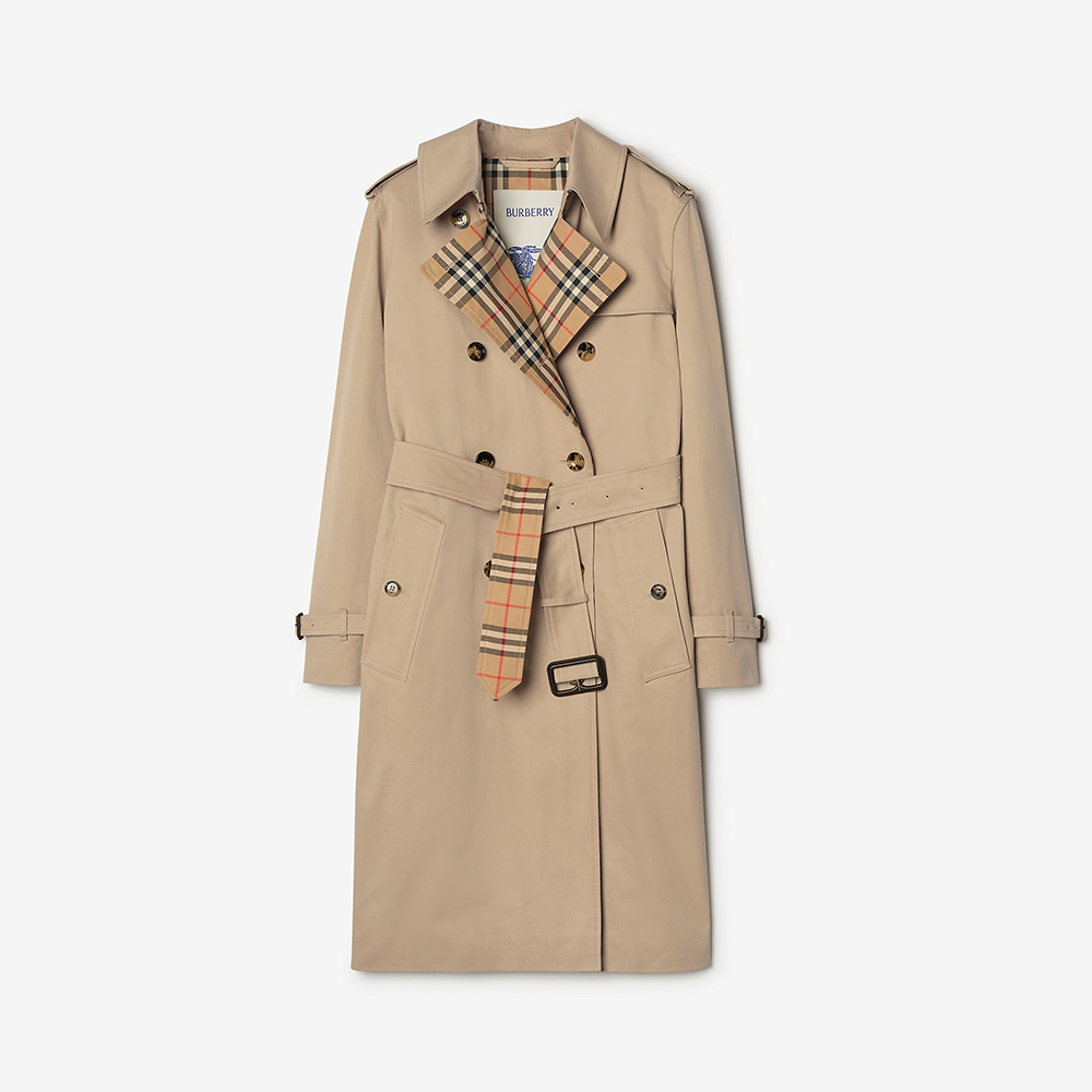 Burberry beige Clothing Burberry Long Gabardine Lakefield Trench Coat in Honey beige #396505 | Nigo Office