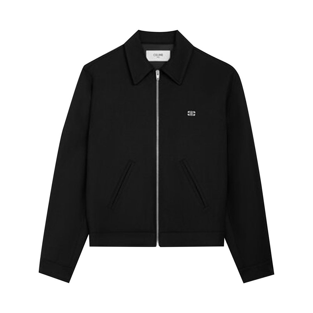 CELINE Blouson Triomphe Col Chemise Black #386185