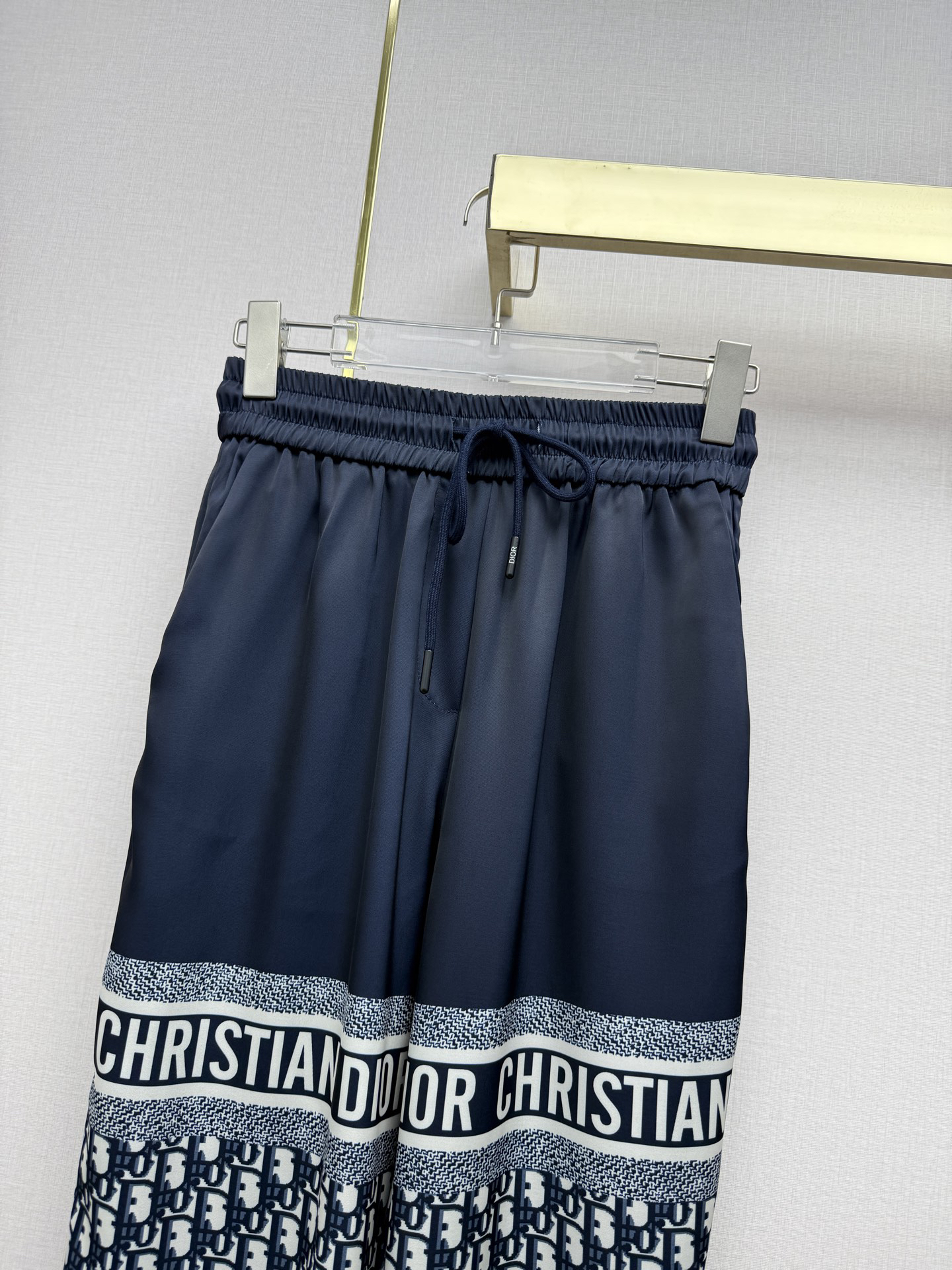 [TOP] Christian Dior Wide-leg Trousers in Classic Monogram Print - Navy Blue