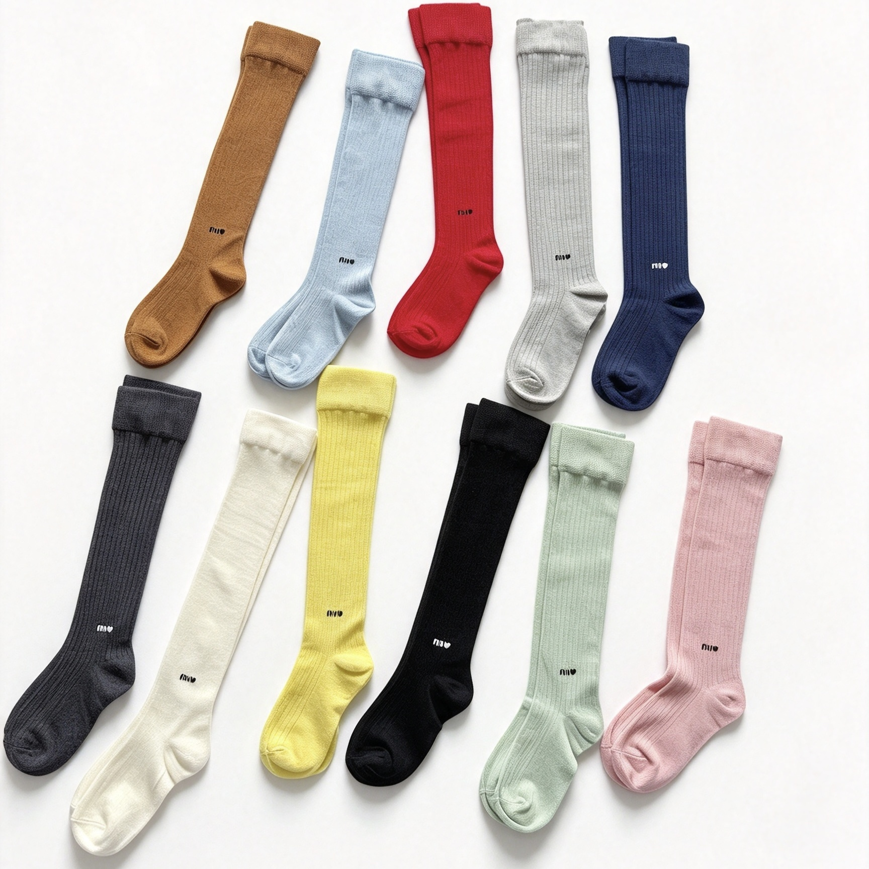 Designer Accessory MiuMiu Mulberry Silk Colorful Letter Stockings #393351 | Nigo Office