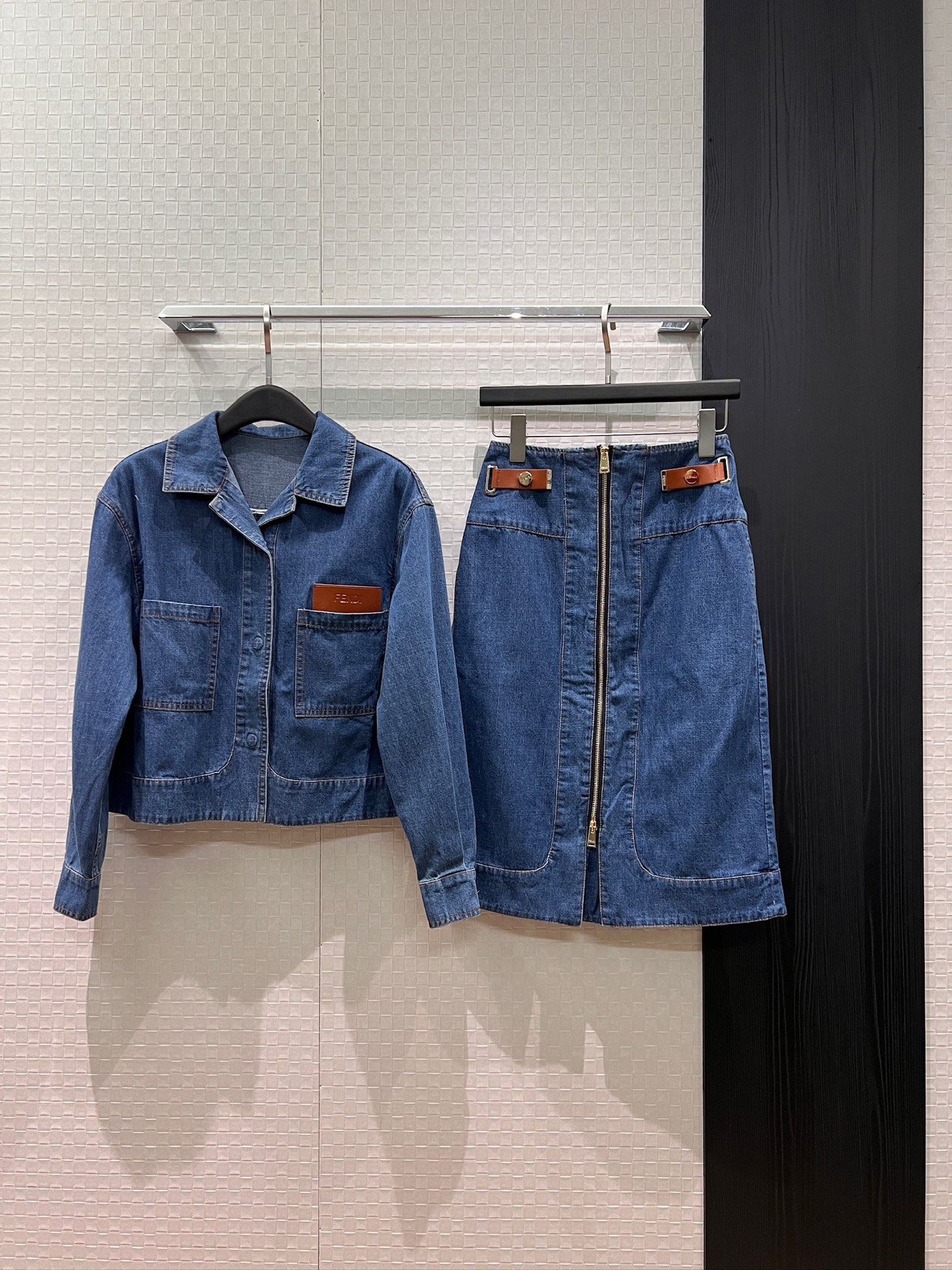 [TOP] FENDI Cowboy Jacket and Short Skirt Set - Blue