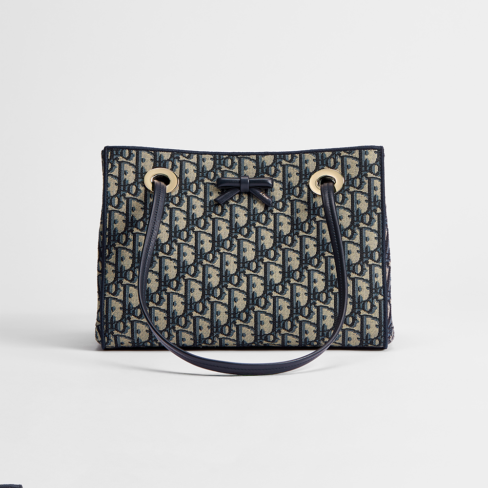 DIOR Small Dior Promenade Shopping Bag Blue Dior Oblique Jacquard #376636