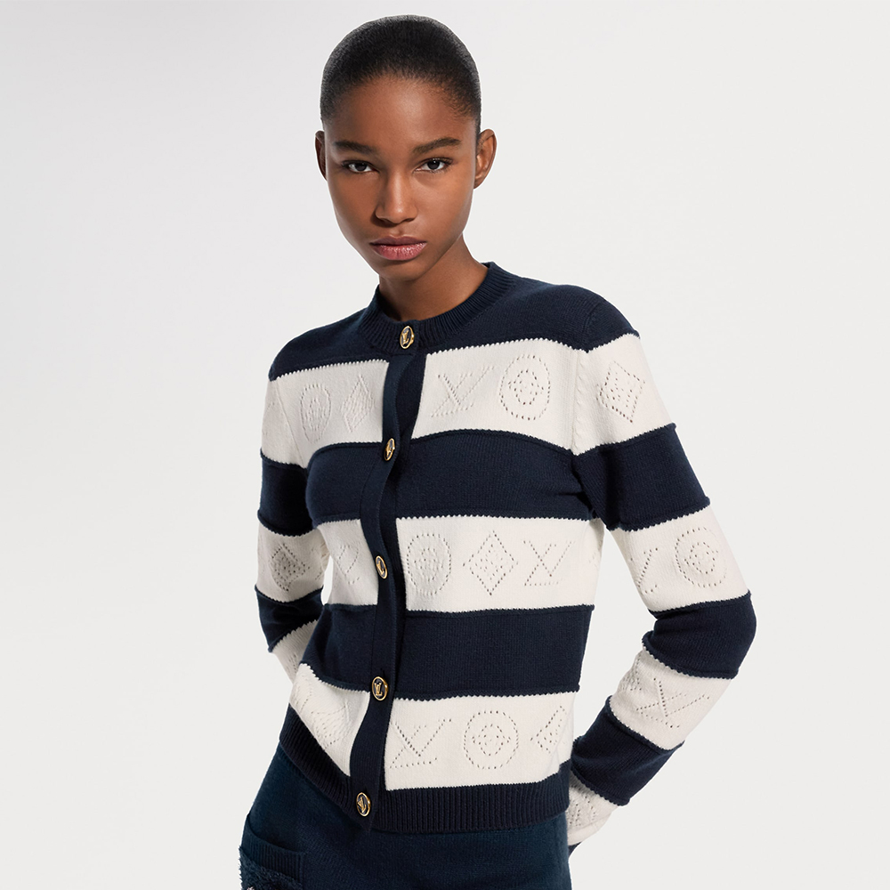 Louis Vuitton Openwork Striped Knit Cardigan Knit Top #379634