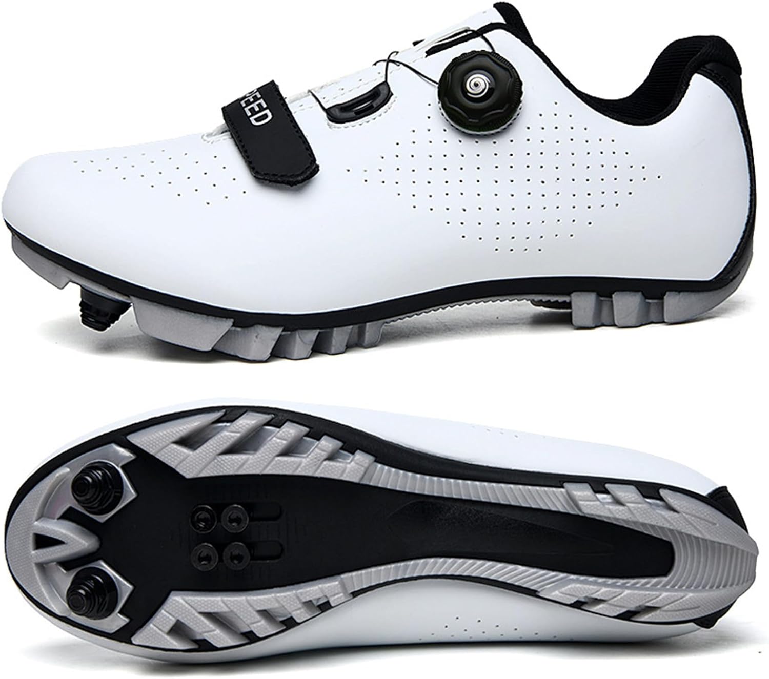 Unisex Mountain Cycling Shoes with Cleats – Breathable Hard Sole Bike Riding Shoes for Road & MTB