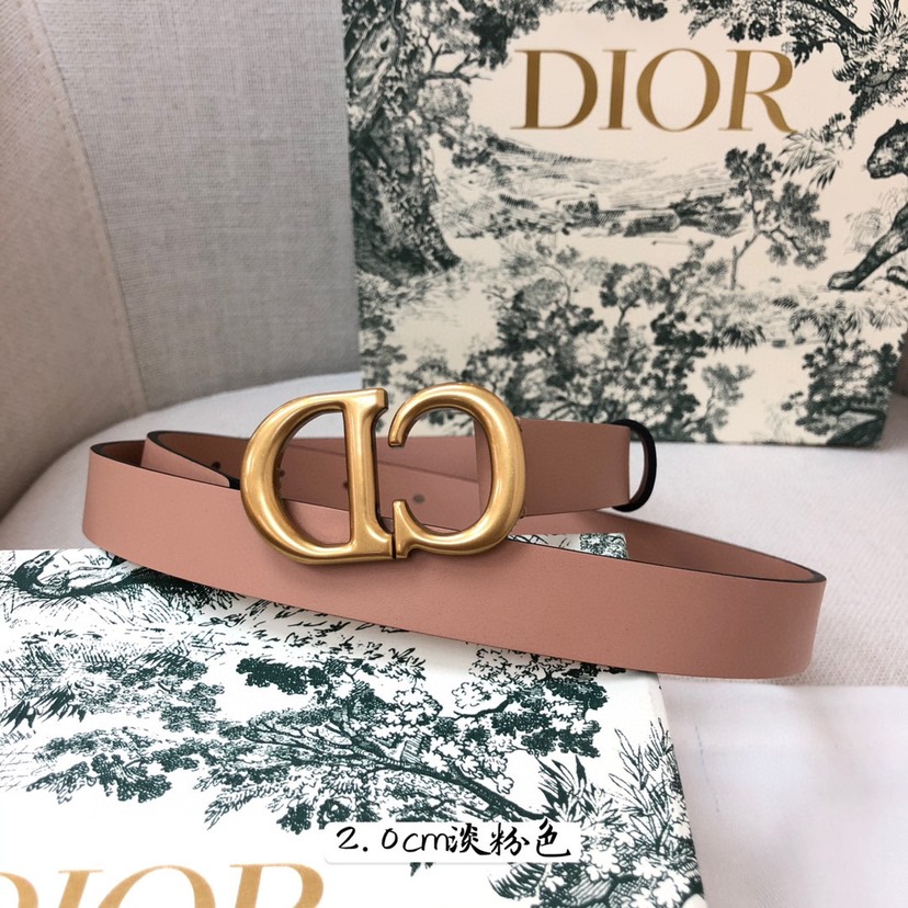 [TOP] Christian Dior Belt Cowhide 20mm - Pink - 711 Luxury