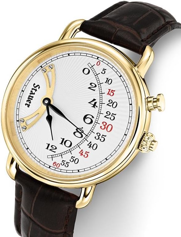 Stauer 1920s Men’s Retrograde Watch with Leather Band - Art Deco Jewelry for Men – Vintage Watch with Brown Leather Watch Band & Unique Retrograde Indicators