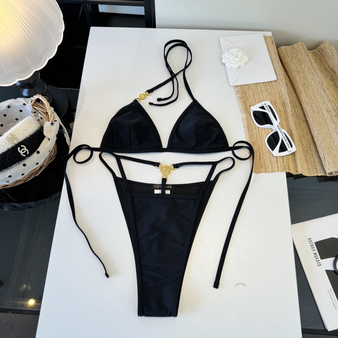 [TOP] VERSACE Bikini Swimsuit - Black - 711 Luxury