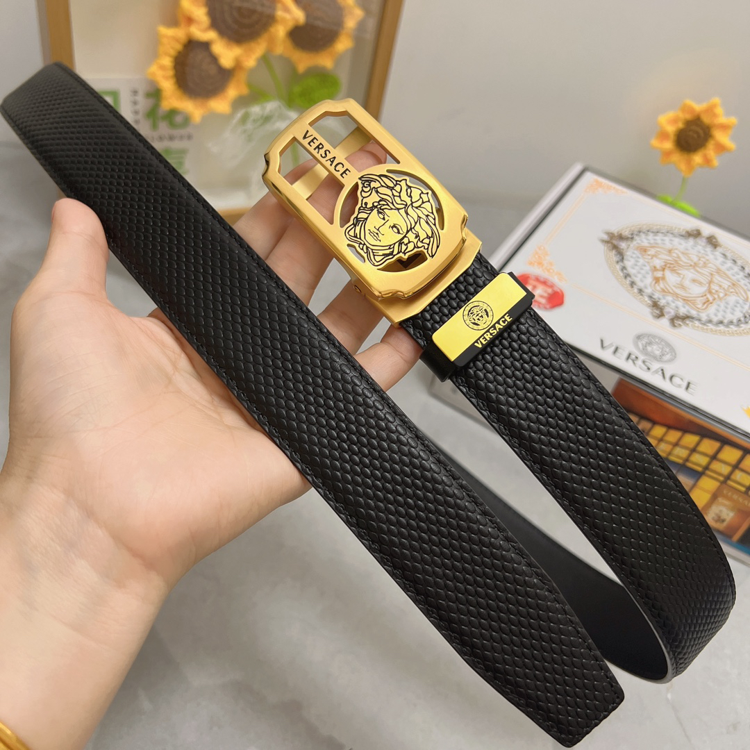 [TOP] VERSACE Men's Belt 3.5 cm - Black - 711 Luxury