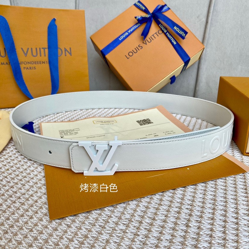 [TOP] Louis Vuitton LV Men's S-Lo Belt 3.5 cm - White - 711 Luxury