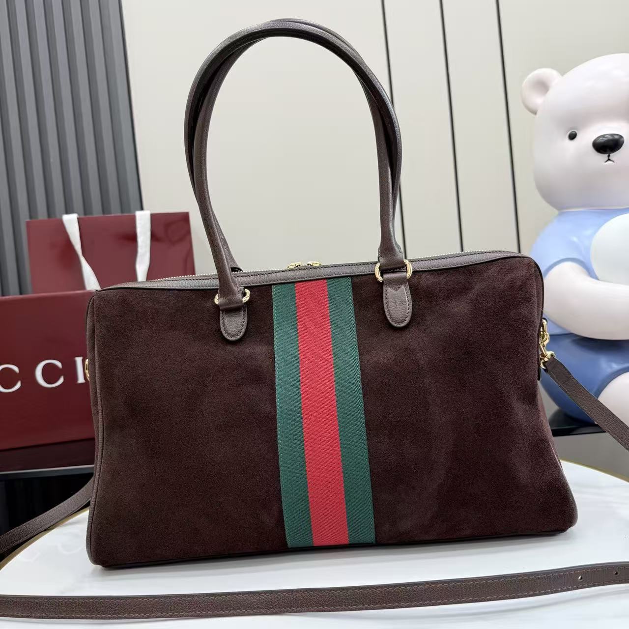 [TOP] GUCCI Borsetto Boston Bag 38.5x22.5x13cm - Brown - 711 Luxury