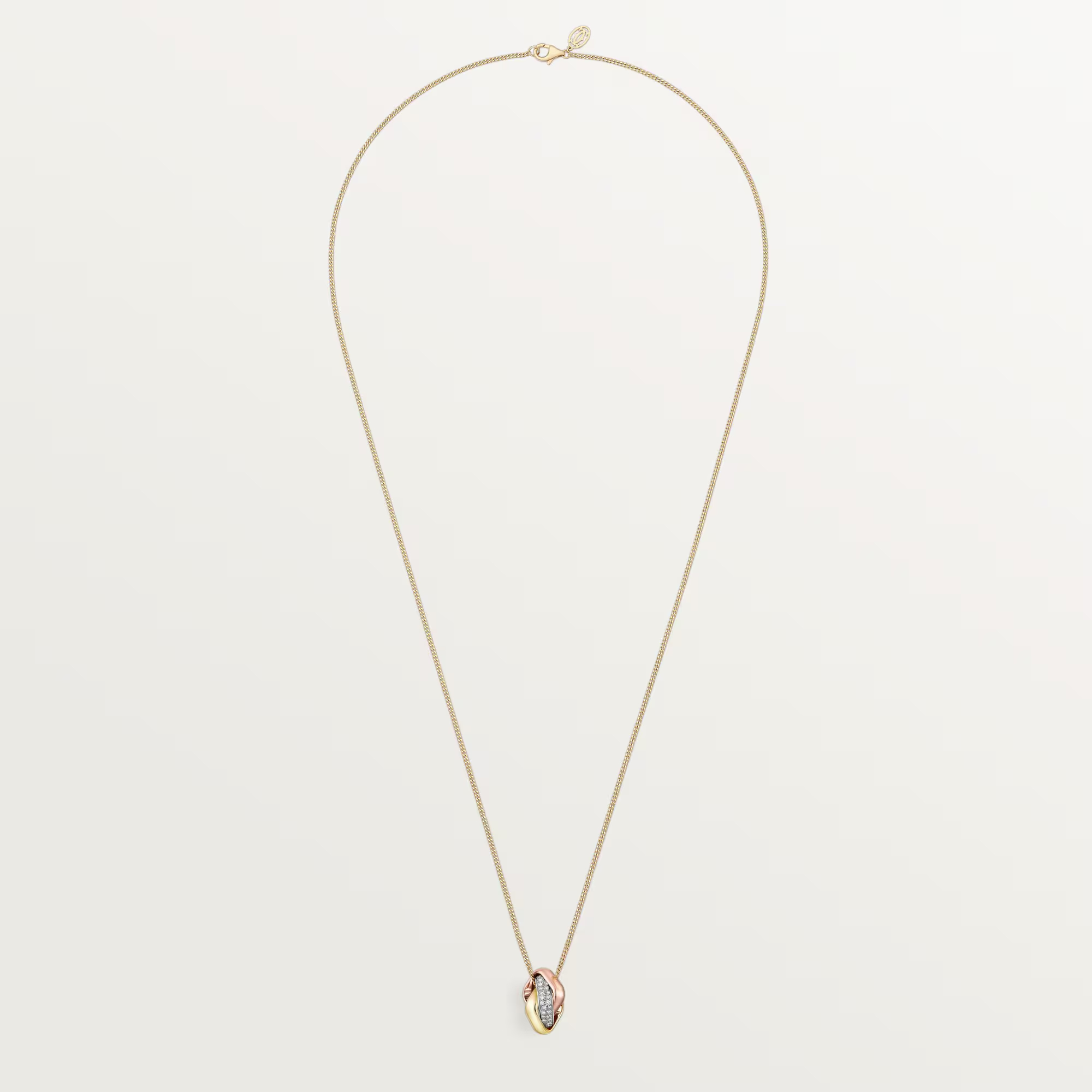 Carty Three Circles Necklace, Three Tone, Square,Moissanite