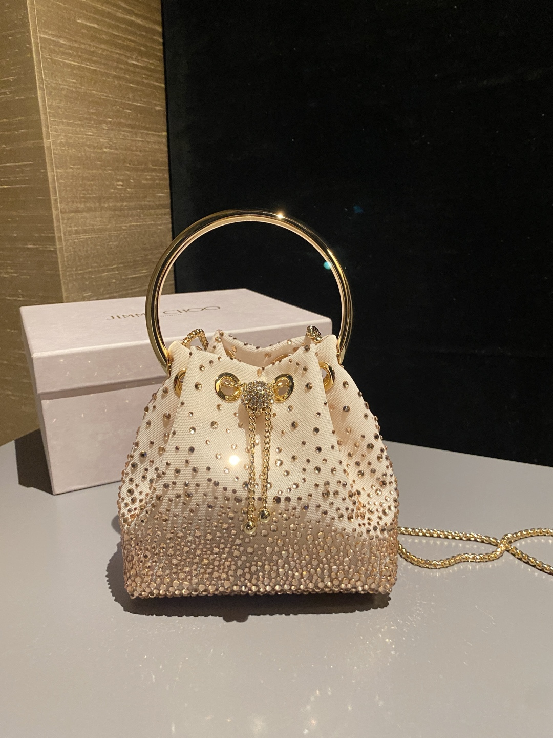 [TOP] JIMMY CHOO Bon Bon Bag 16x15x9.5cm - Beige - 711 Luxury