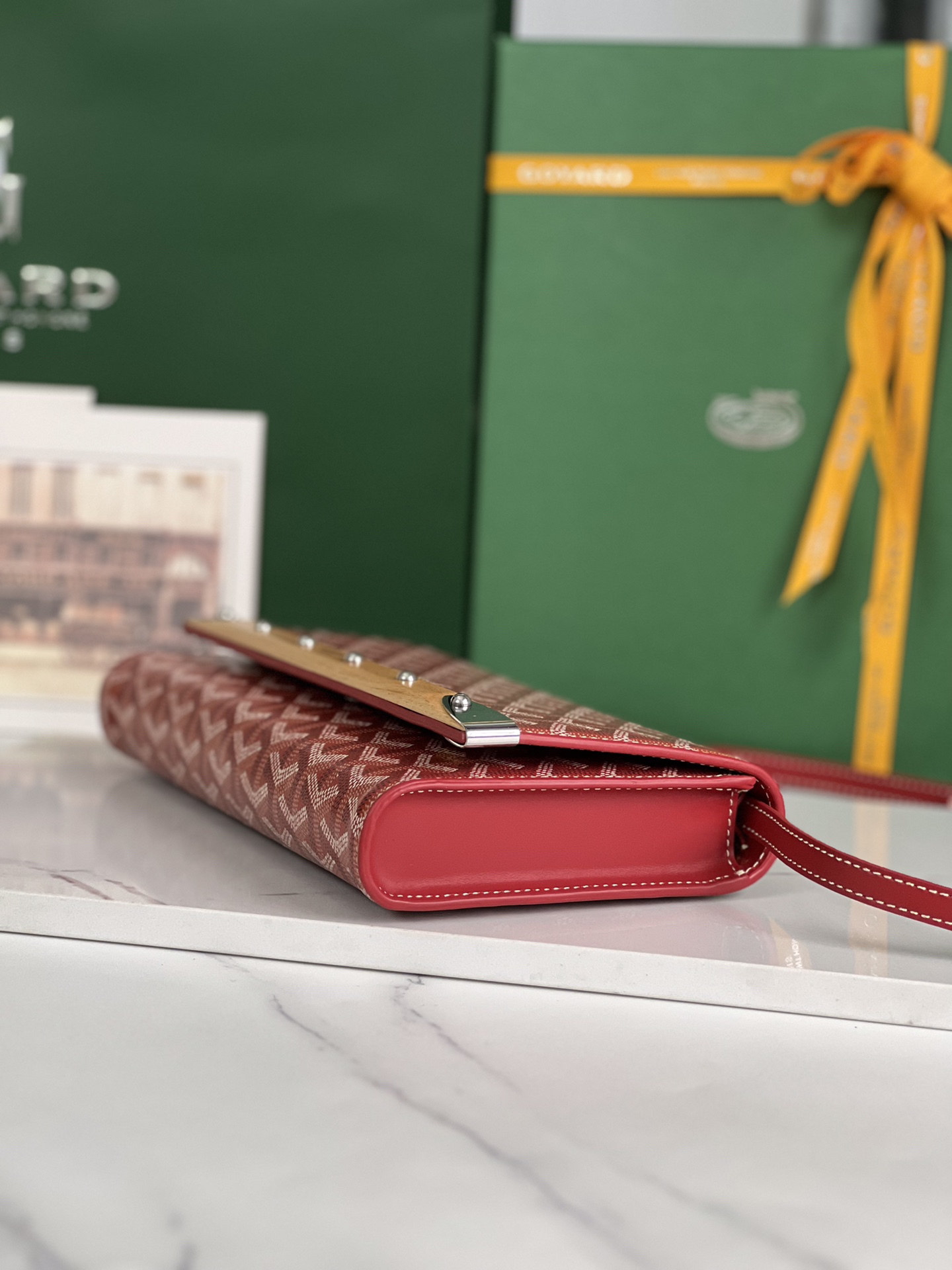[TOP] Goyard Monte-Carlo Handbag 25×14.5×4cm - Red & SHW - 711 Luxury