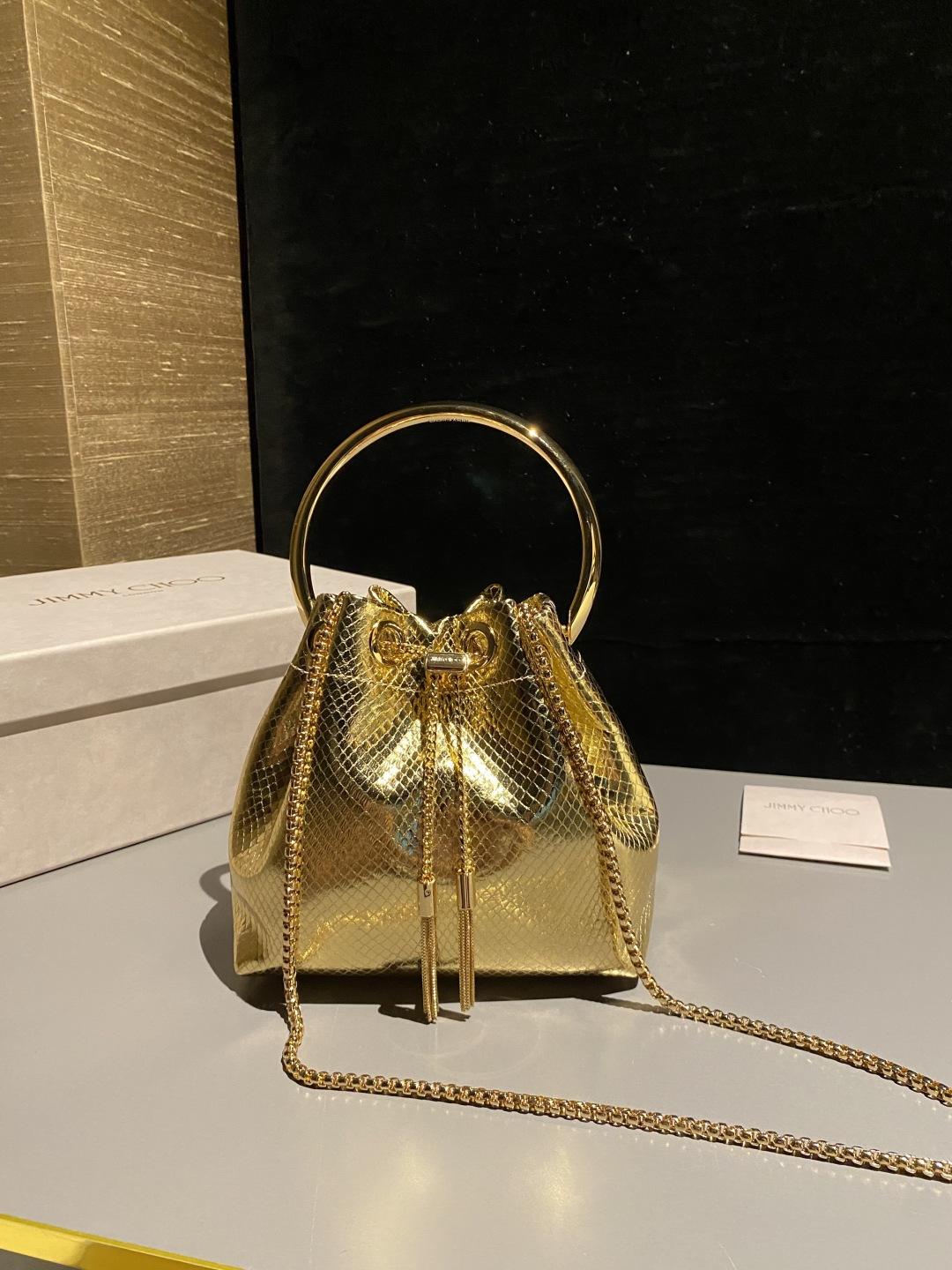 [TOP] JIMMY CHOO Bon Bon Bag 16*15*9.5CM - Gold - 711 Luxury