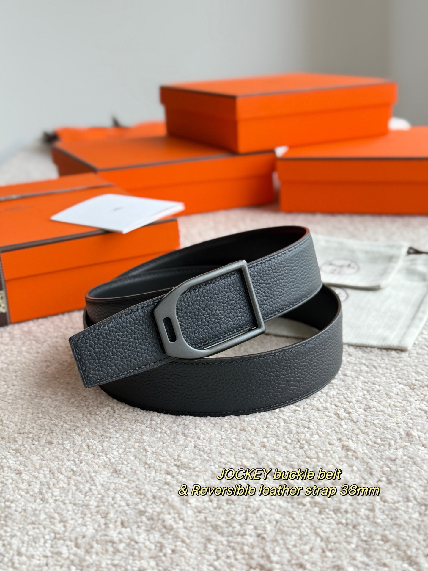 [TOP] HERMES Men's  Belt 3.8cm - Black - 711 Luxury