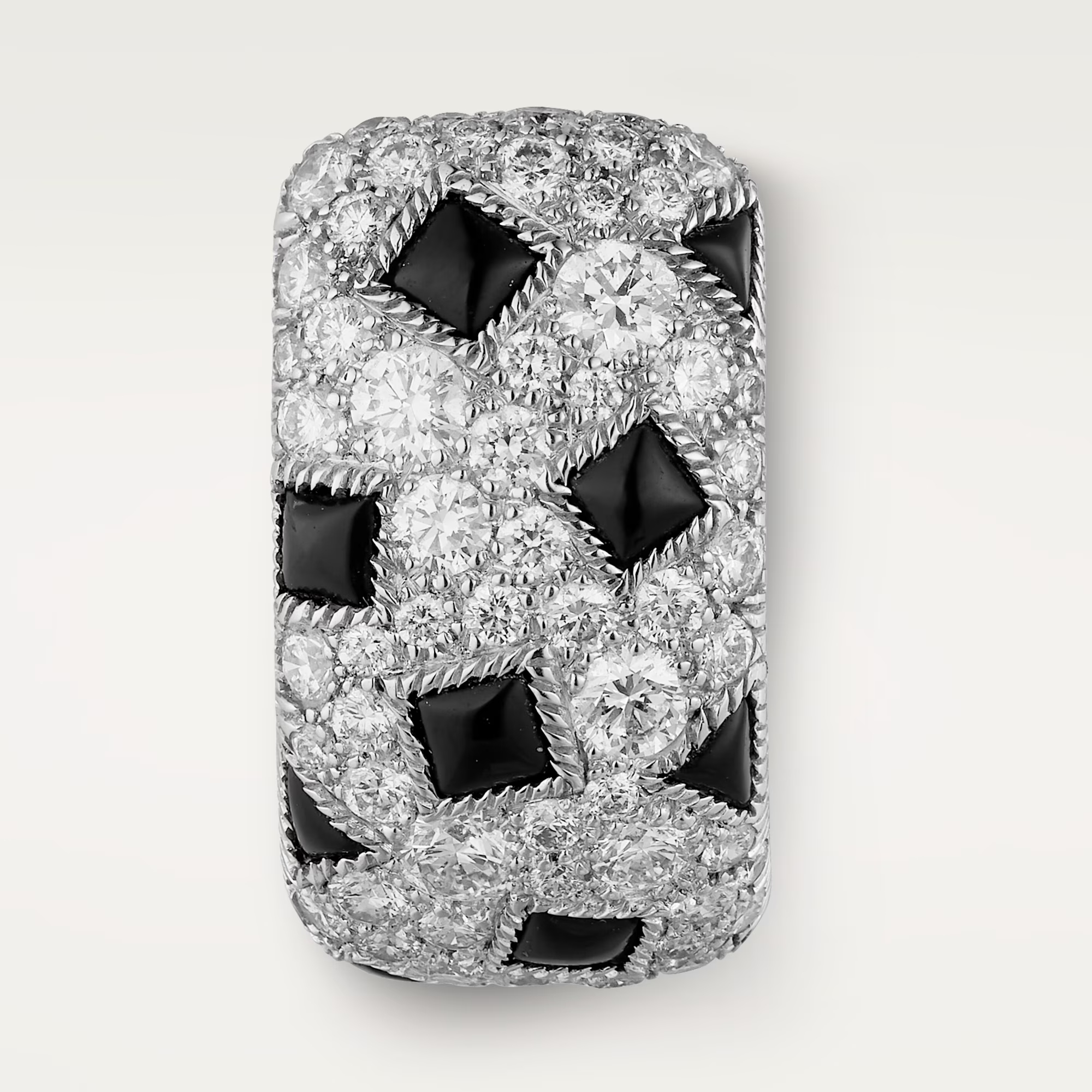 Carty Panther Motif Earrings, White Gold, Paved Moissanite