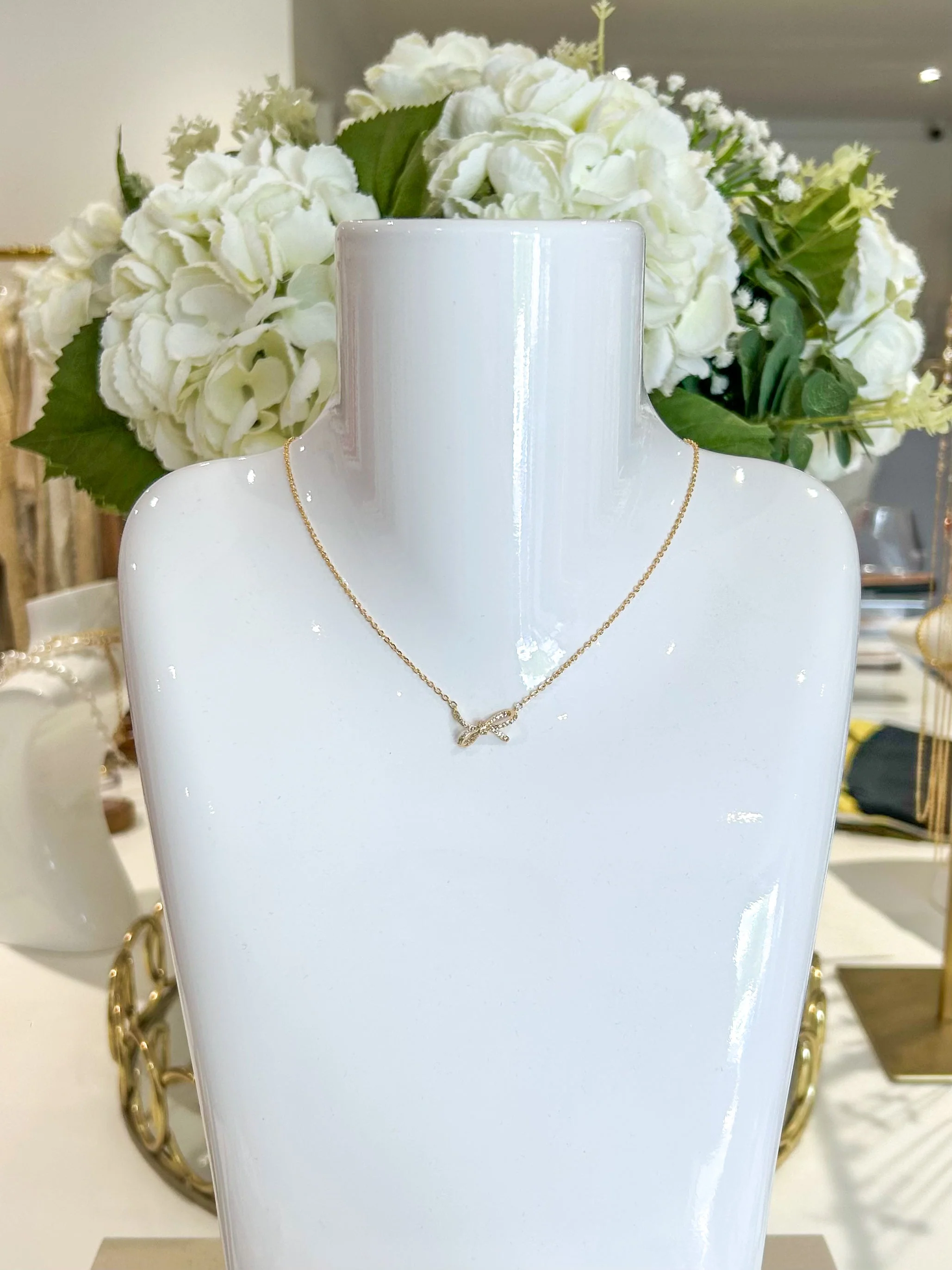 Diamante Bow Necklace (2 Colours)