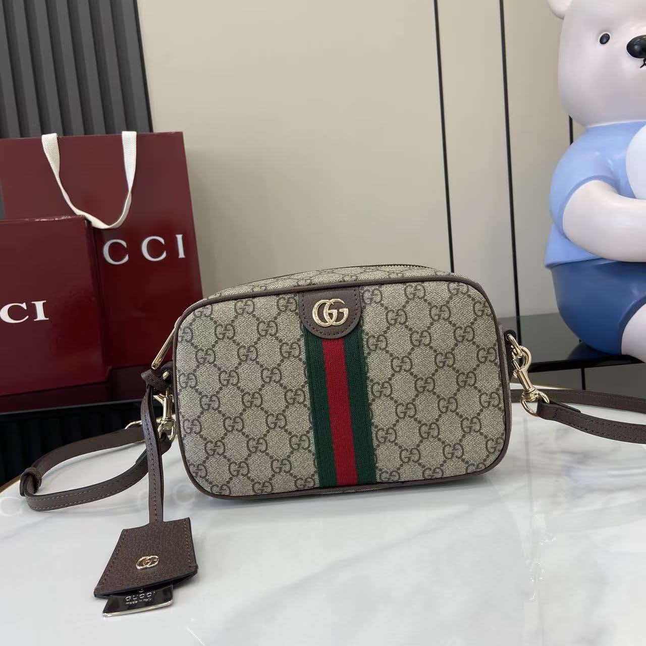 [TOP] GUCCI Ophidia Small Camera Bag 24x15x7cm - Brown - 711 Luxury