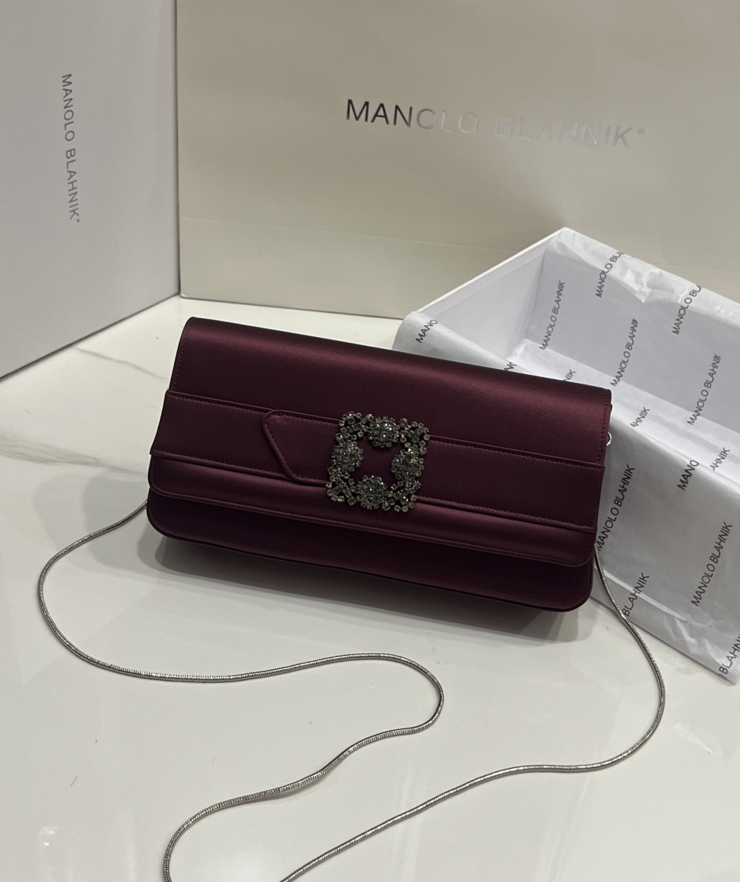 [TOP] MANOLO BLAHNIK Bag 12*24*3cm - Wine Red - 711 Luxury