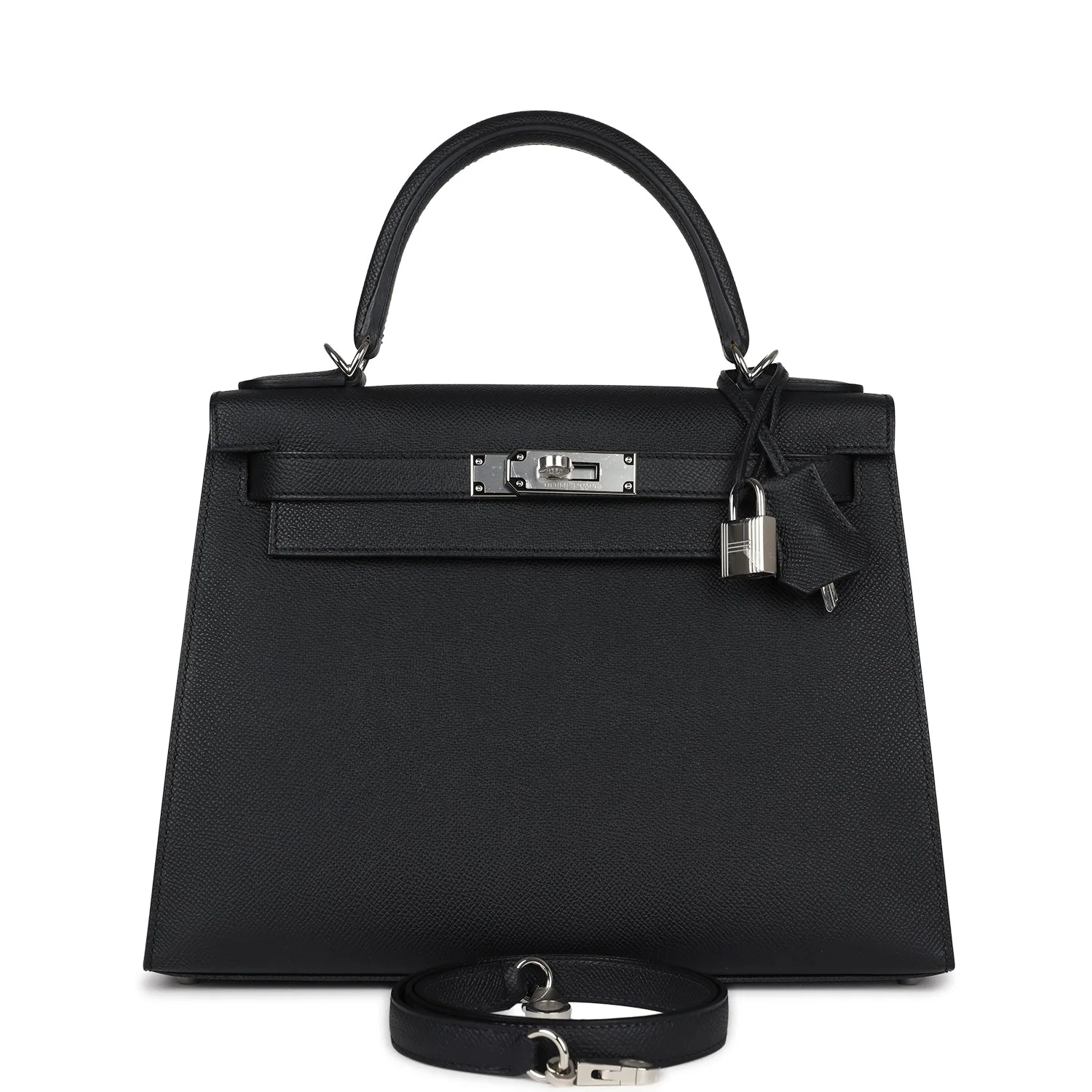 Hermes Kelly Sellier  Black Epsom Palladium Hardware