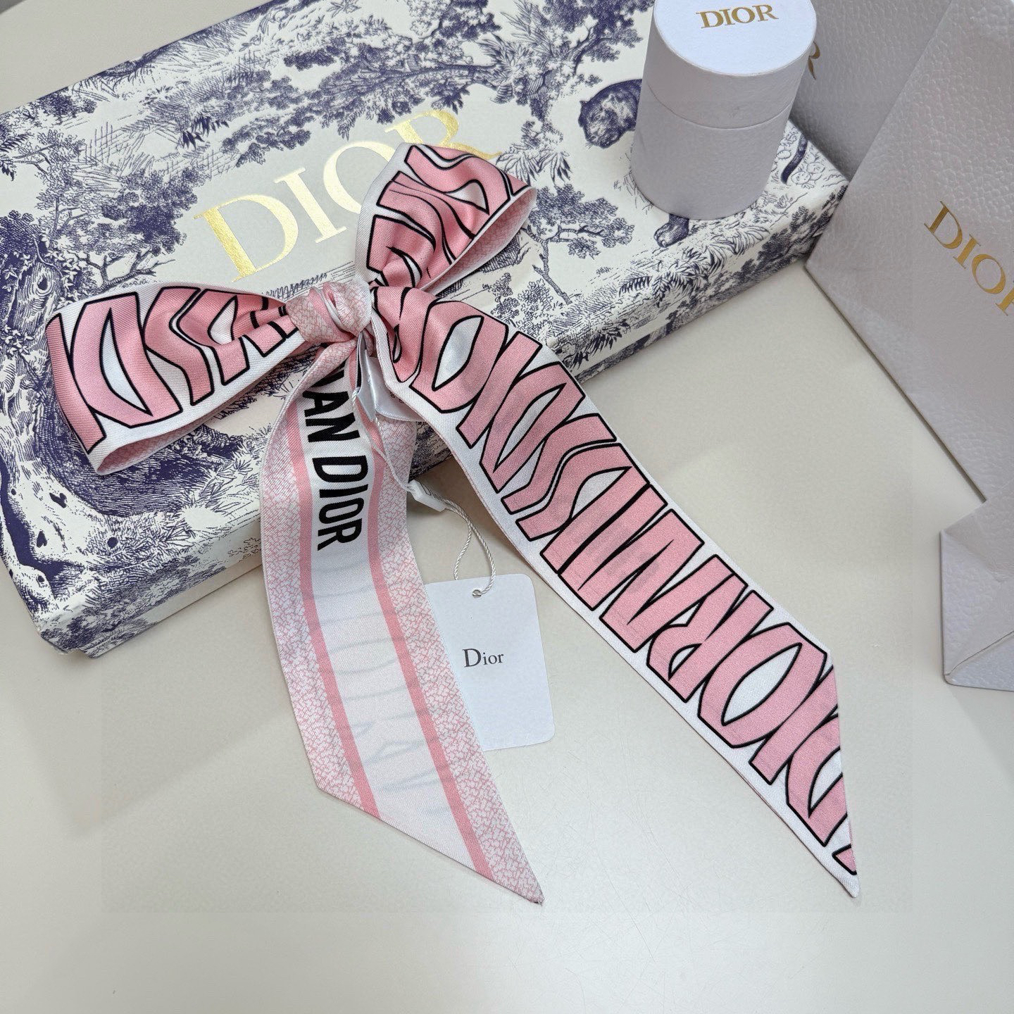 [TOP] Christian Dior Twilly Scarf 6x105cm - Pink - 711 Luxury