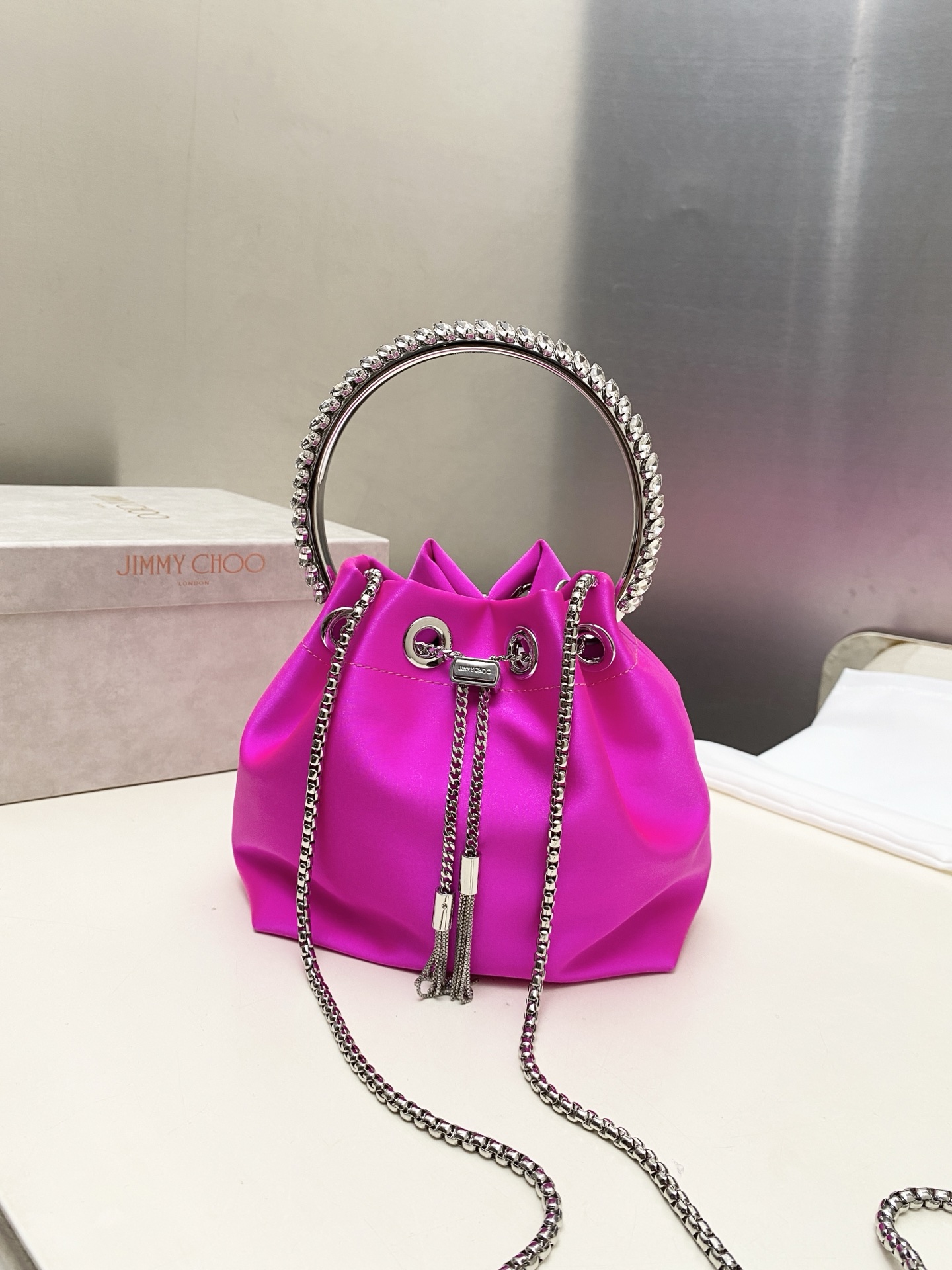 [TOP] JIMMY CHOO Bon Bon Bag 16*15*9.5CM - Rose Pink - 711 Luxury