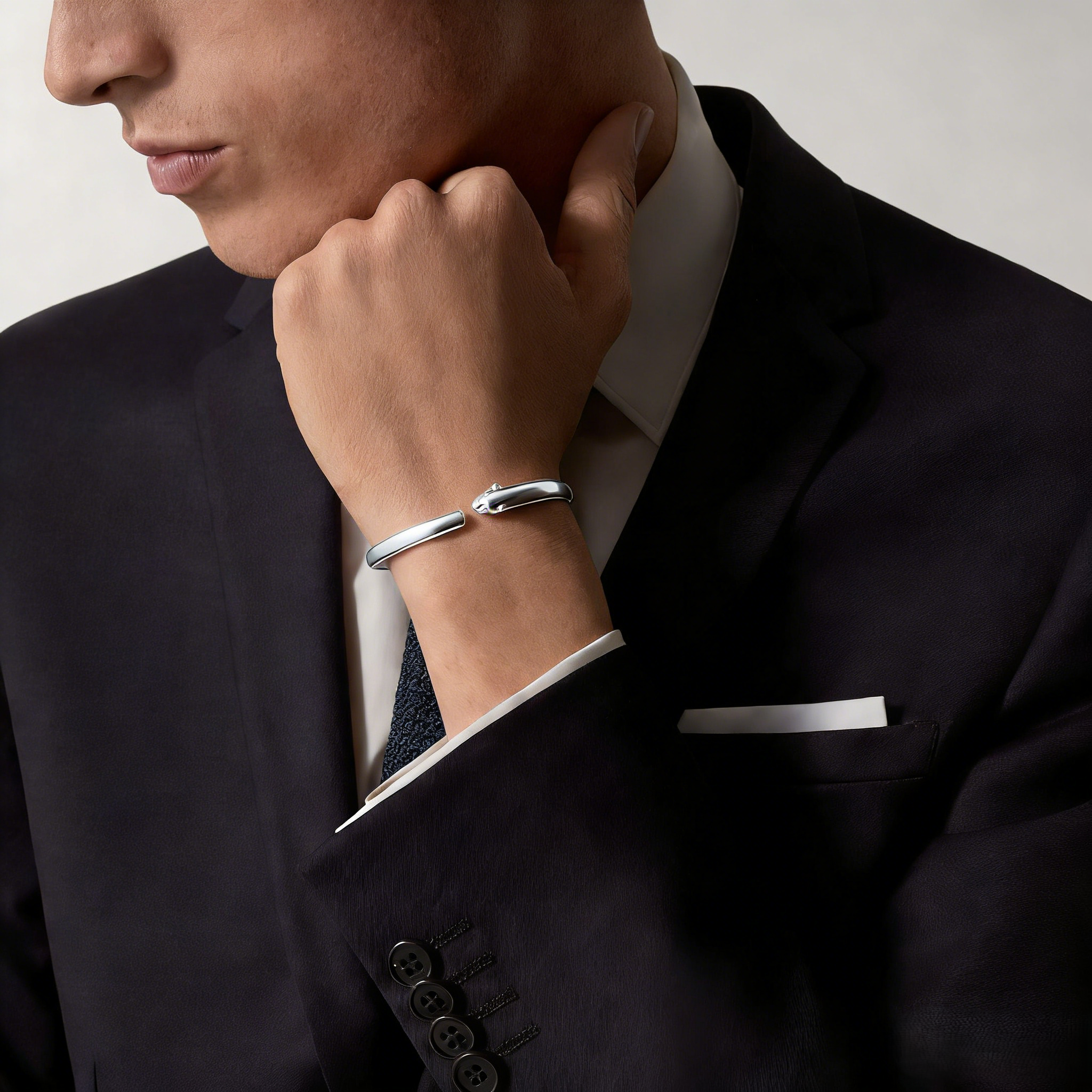 Carty Panther Pure Bracelet,White Gold, Onyx & Tsavorite