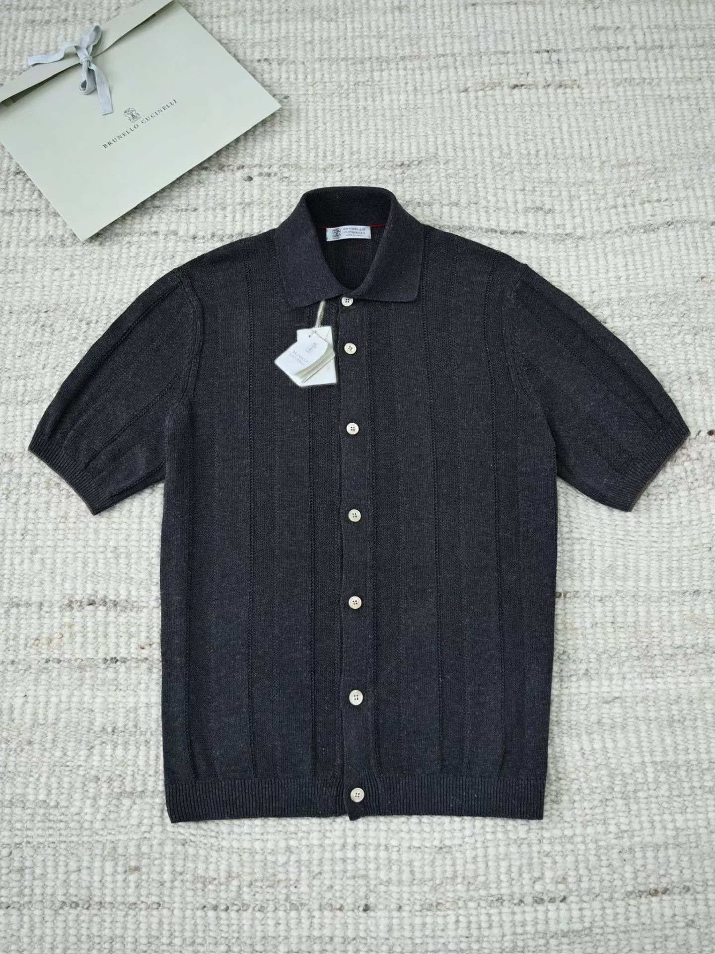 Brunello Cucinelli Men's knitted short sleeves #383765