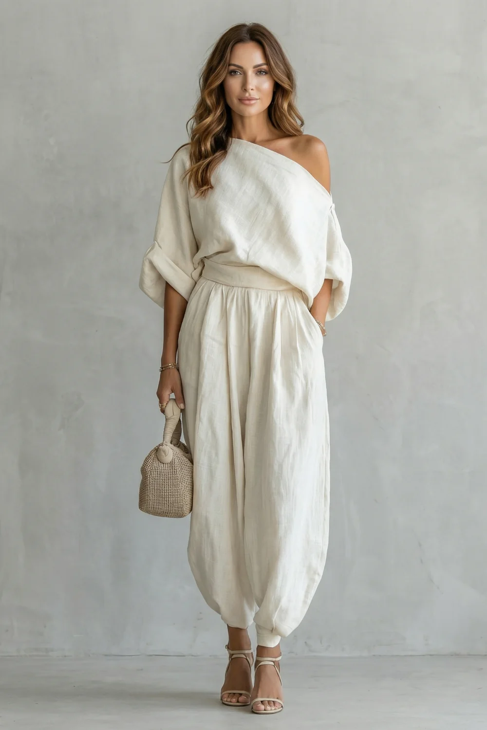 Alméra – Relaxed off shoulder elegance – Two piece set