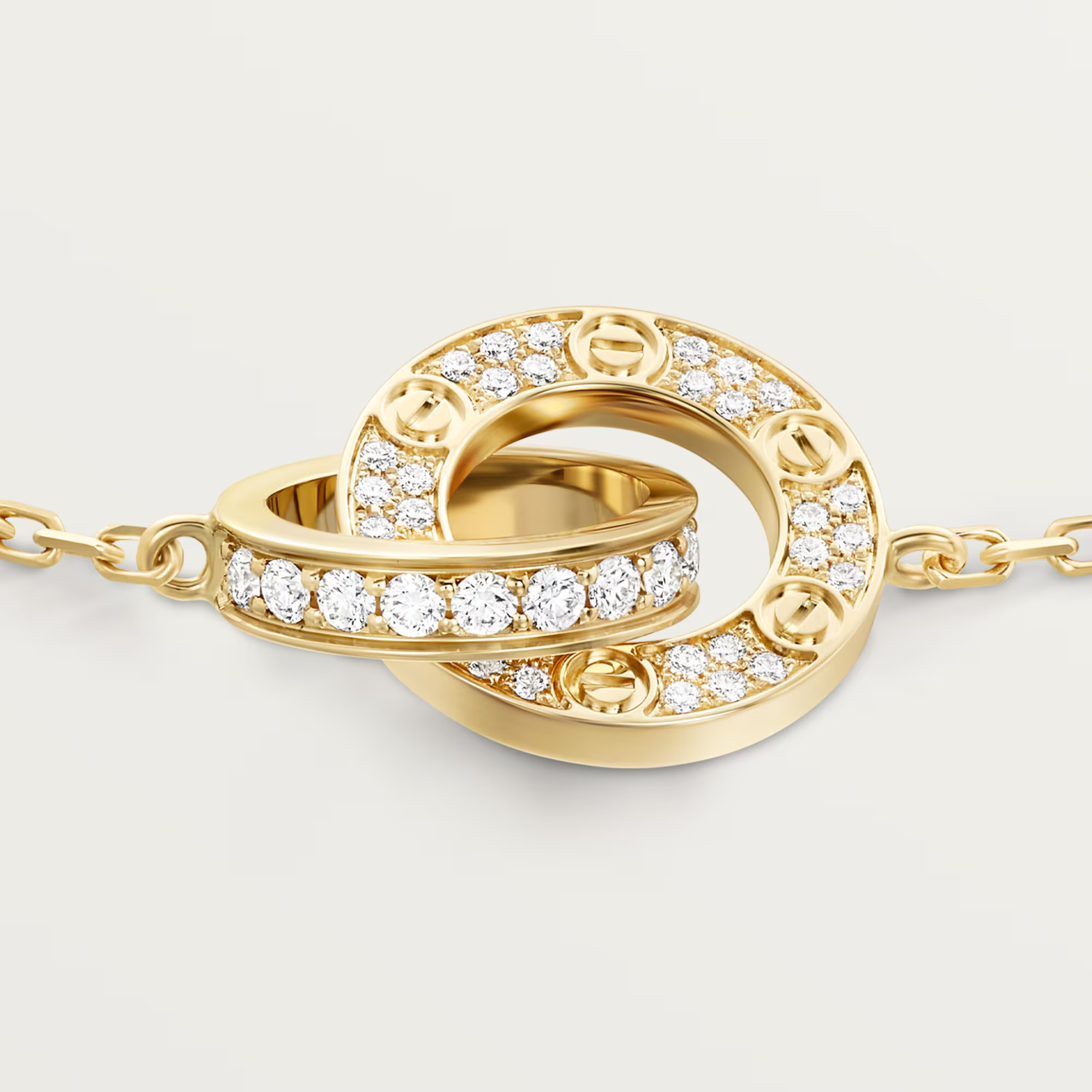 Carty Love Luna Loop Bracelet, Yellow Gold, Paved