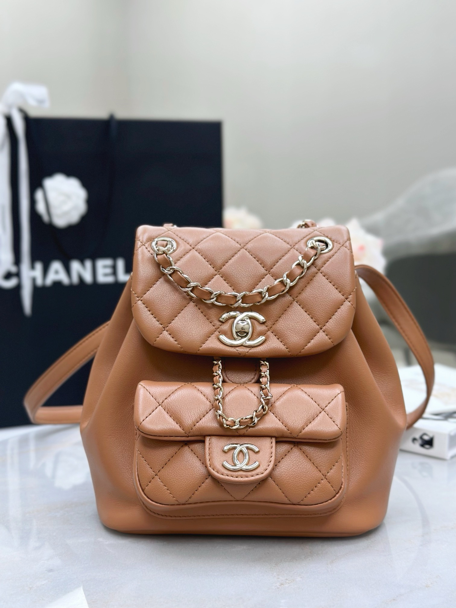 CHANEL Calfskin Backpack #386030