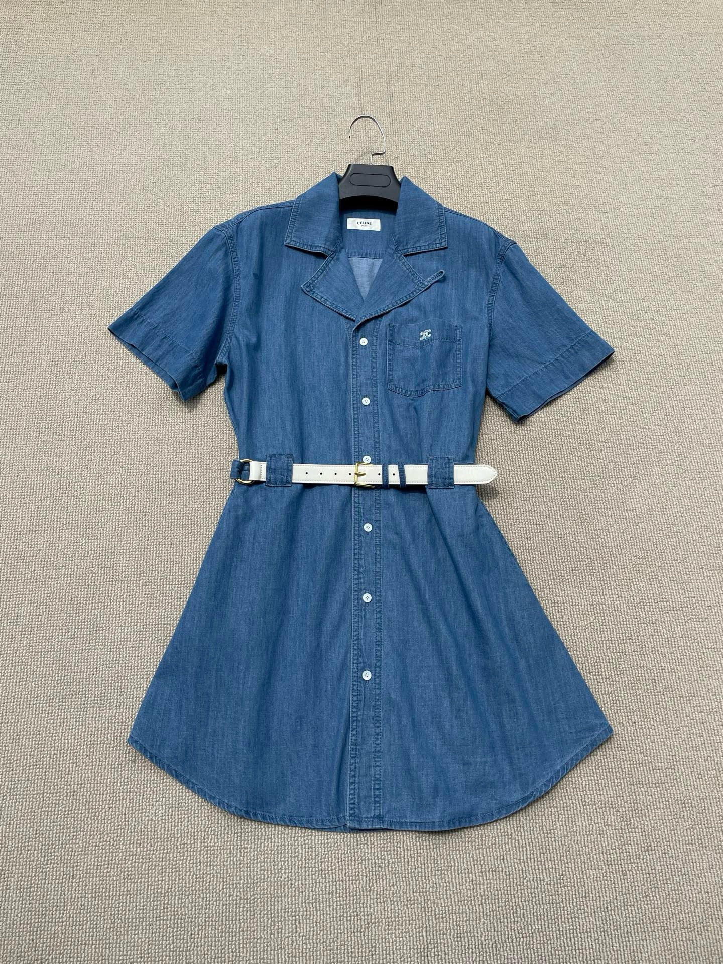 Celine Clothing CELINE DRESS IN COTTON DENIM STONE BIO WASH #390585 View 2 | Nigo Office