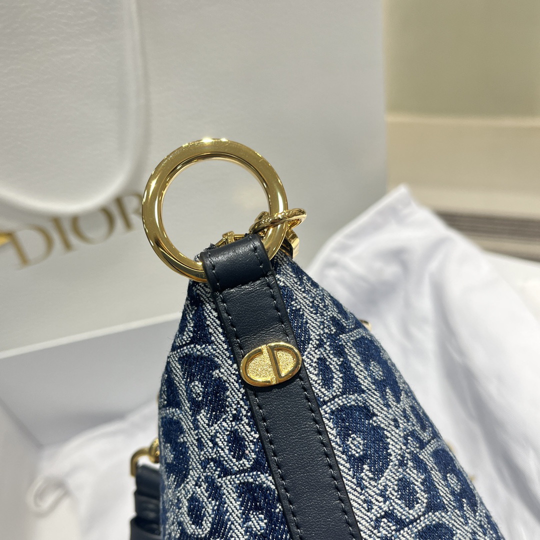 [TOP] Christian Dior Denim Chain Hobo Bag 28.5*14.5*10cm - Blue