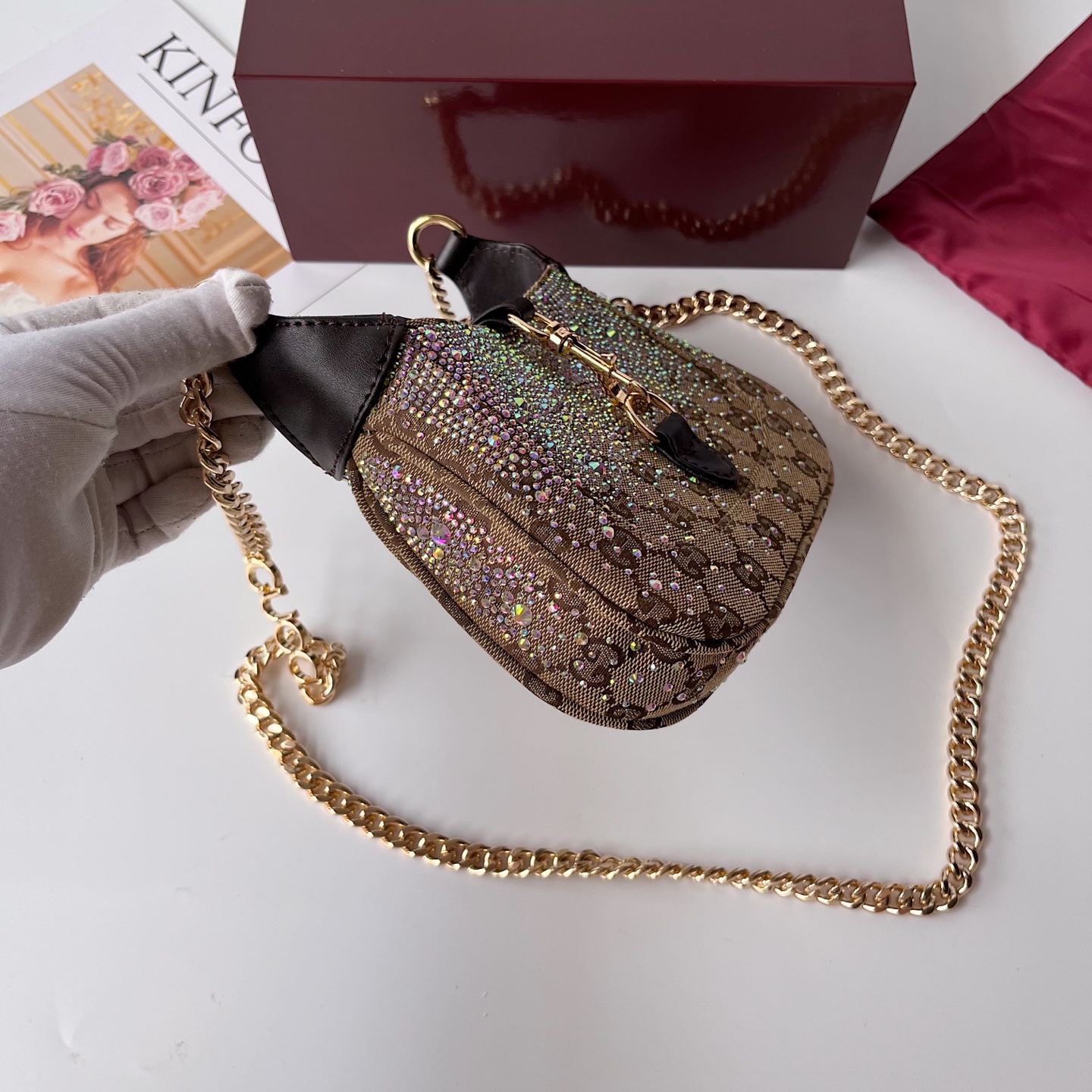 [TOP] GUCCI Jackie Notte Bag Mini 19.5*18*3.5 cm - Brown